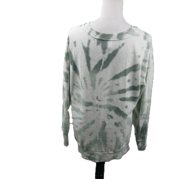 90 Degree Green/White Tie Die Crew Neck Sweatshirt Size Large - Picture 4 of 6